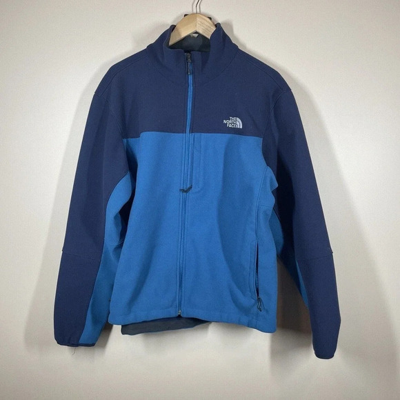 The North Face Mens Size Large Blue Color Block Zip Up Sweater Jacket - Picture 1 of 10